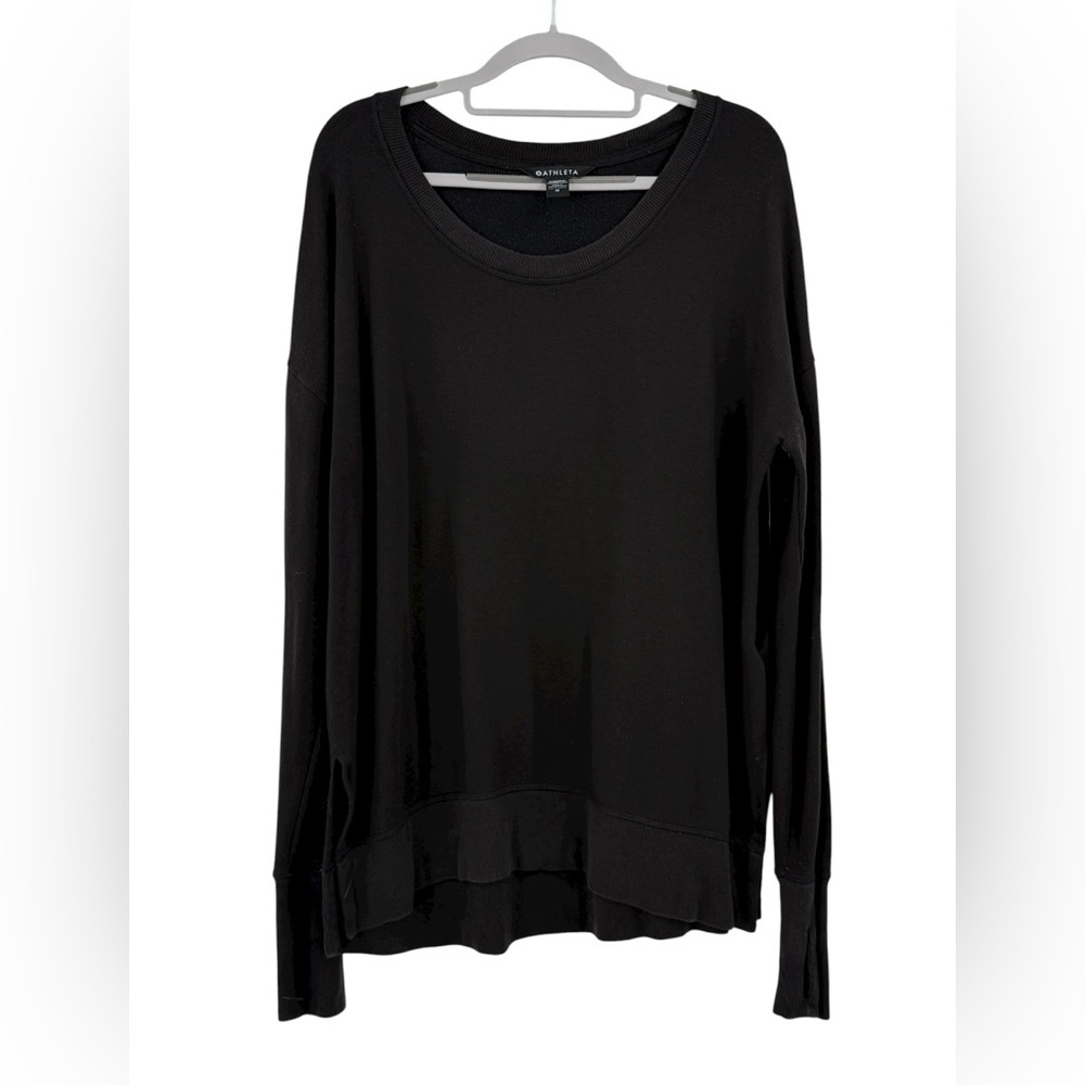 Athleta Coaster Luxe Black Long Sleeve Sweatshirt Women’s Size M